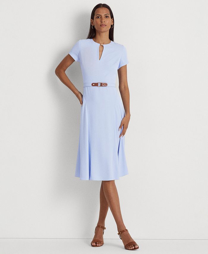 Lauren Ralph Lauren Belted Georgette Dress & Reviews - Dresses - Women -  Macy's