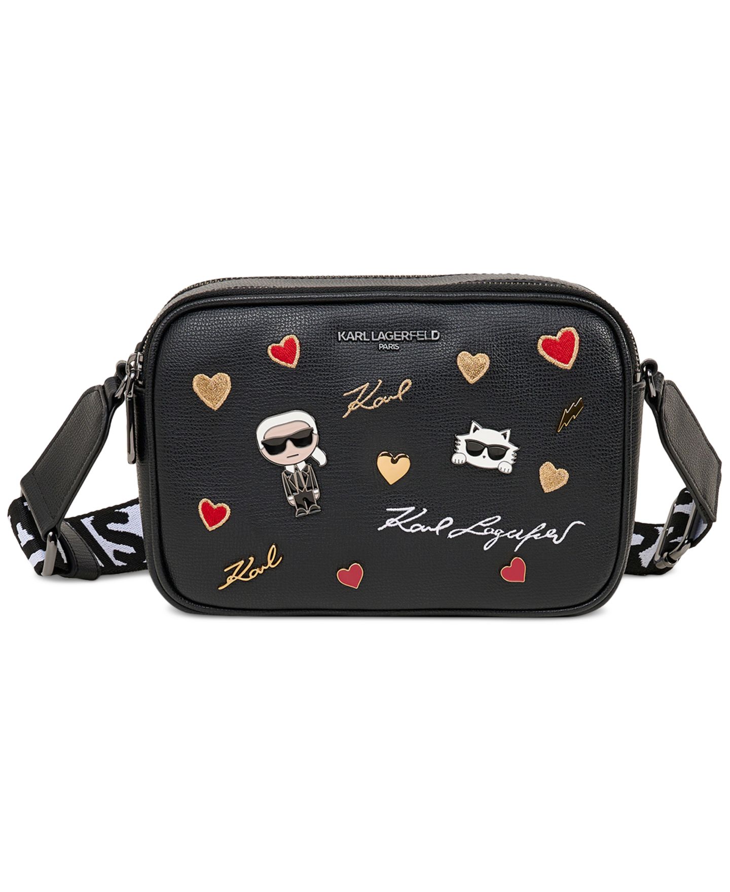 Женская сумка KARL LAGERFELD PARIS Maybelle Crossbody With Cate Pins, цвет: Разноцветный / Чёрный — фото 1