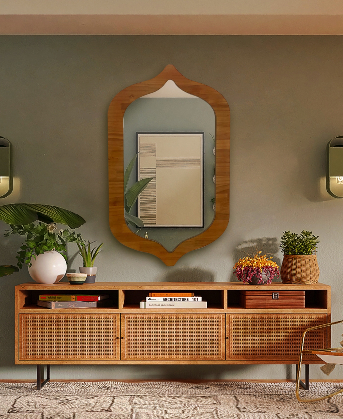 Asymmetrical Wood Mirror, 25" x 41"