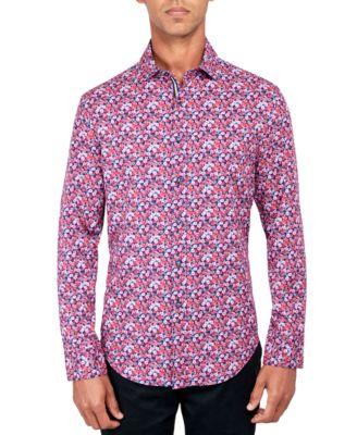 Society of Threads - Men's Regular-Fit Non-Iron Performance Stretch Rose-Print Button-Down Shirt