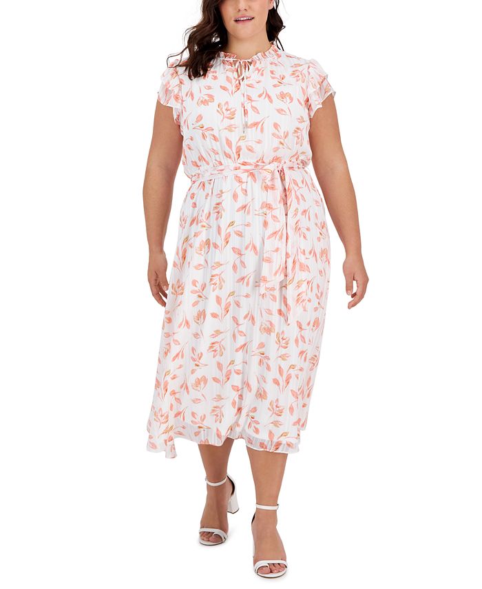 Anne Klein Plus Size Flutter Sleeve Midi Dress Macy s