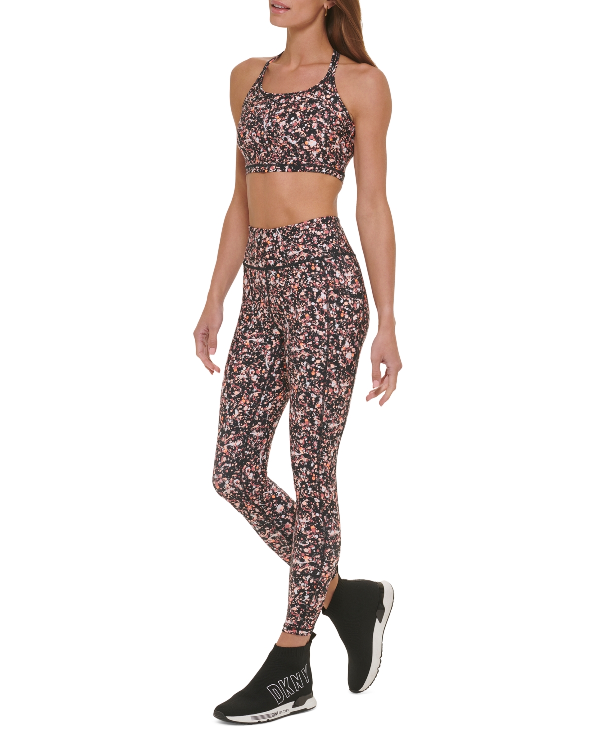Dkny Sport Women's Blurred Lights Printed Cropped Tank Top In Rosewater Pollock