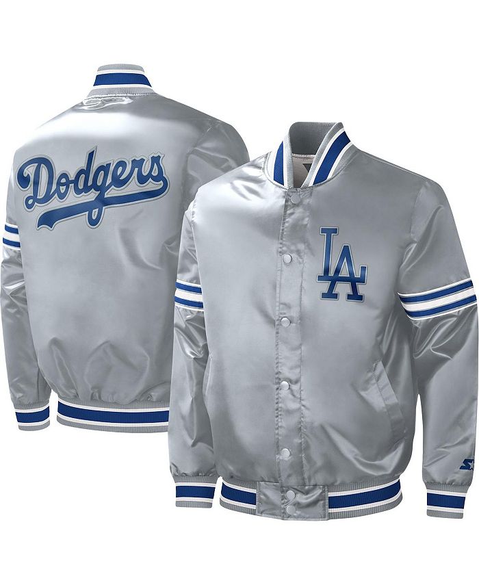 Starter Men's Gray Los Angeles Dodgers Slider Satin Full-Snap Varsity Jacket  - Macy's