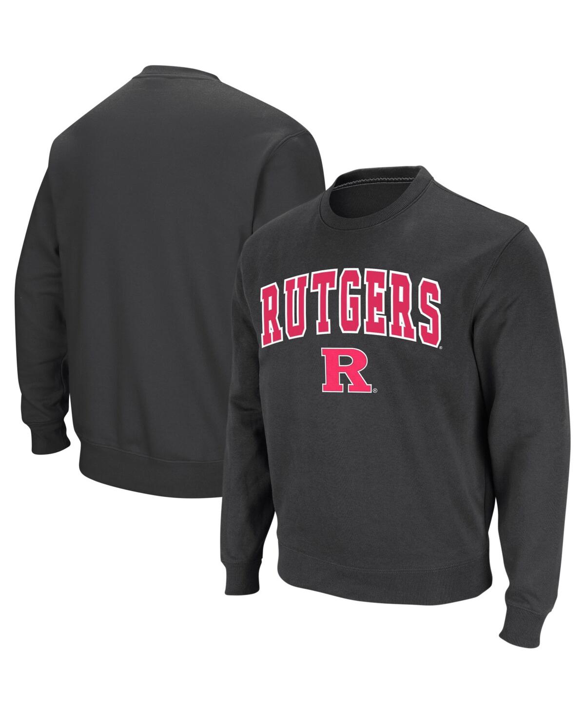 Shop Colosseum Men's  Charcoal Rutgers Scarlet Knights Arch And Logo Crew Neck Sweatshirt