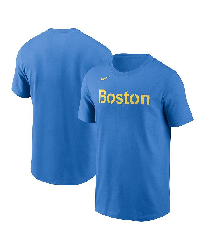 Youth Nike Gold/Light Blue Boston Red Sox City Connect Wordmark T-Shirt Size: Medium