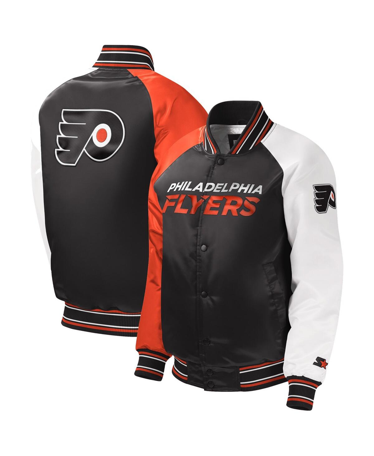 Shop Starter Big Boys  Black Philadelphia Flyers Raglan Full-snap Varsity Jacket
