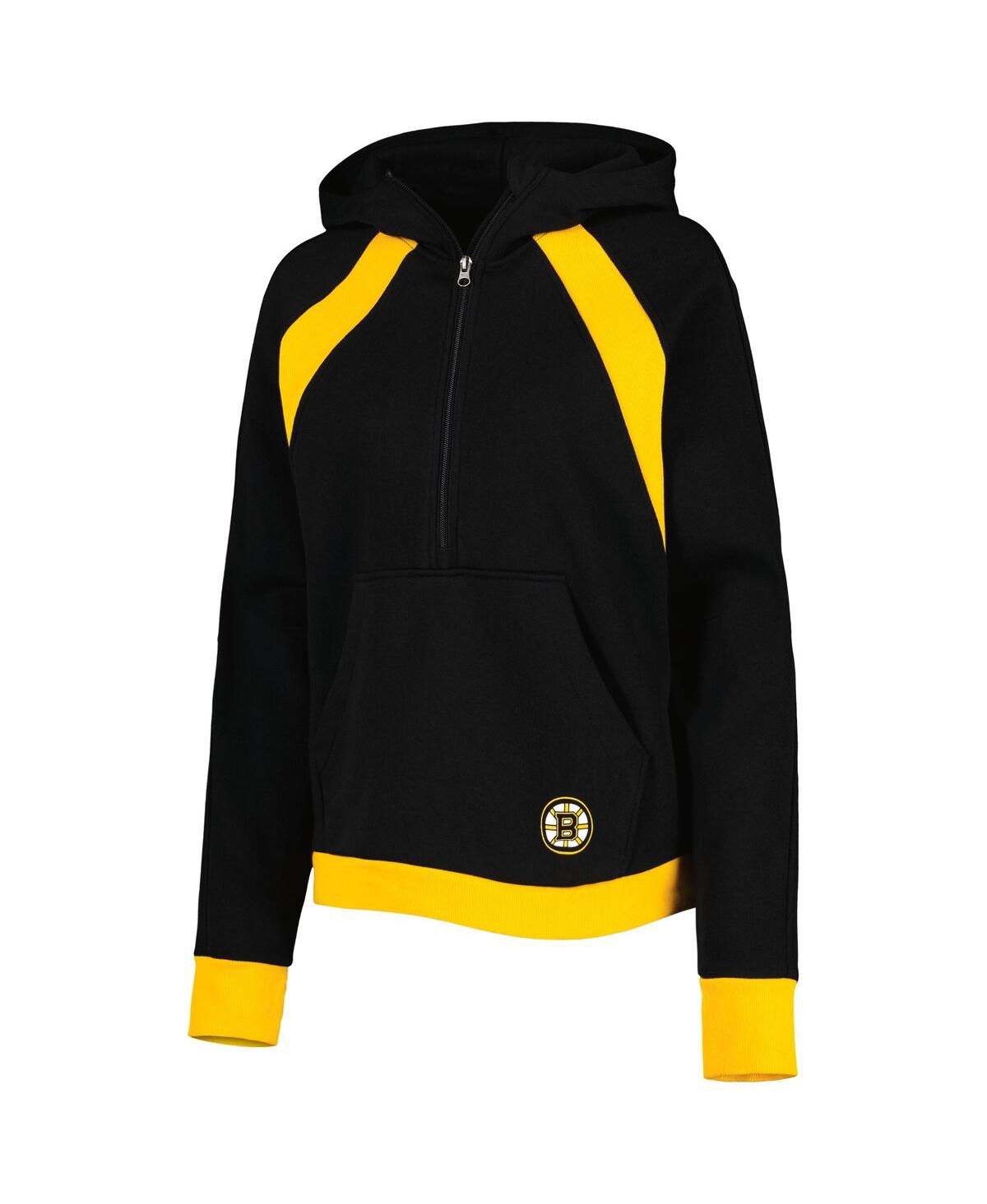Shop Starter Women's  Black Boston Bruins Wishbone Half-zip Hoodie
