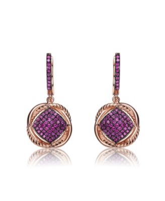 Two-Toned Sterling Silver Brilliant CZ Pave Dangling Earrings