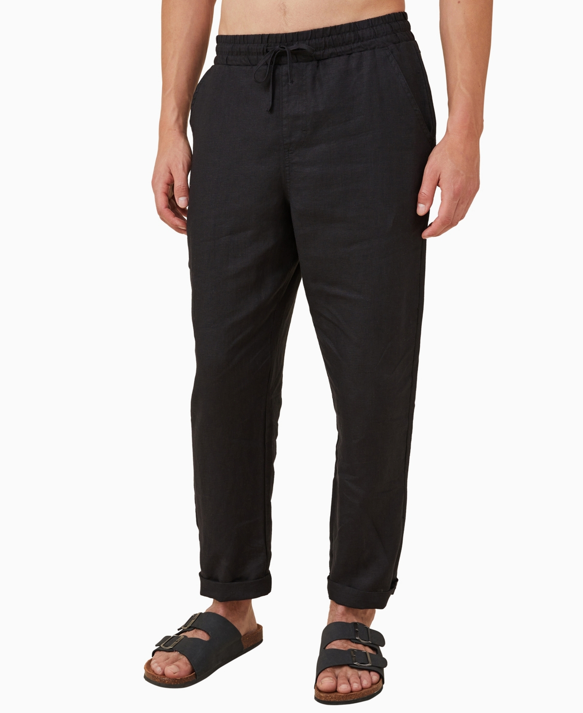 Shop Cotton On Men's Linen Drawstring Pants In Black