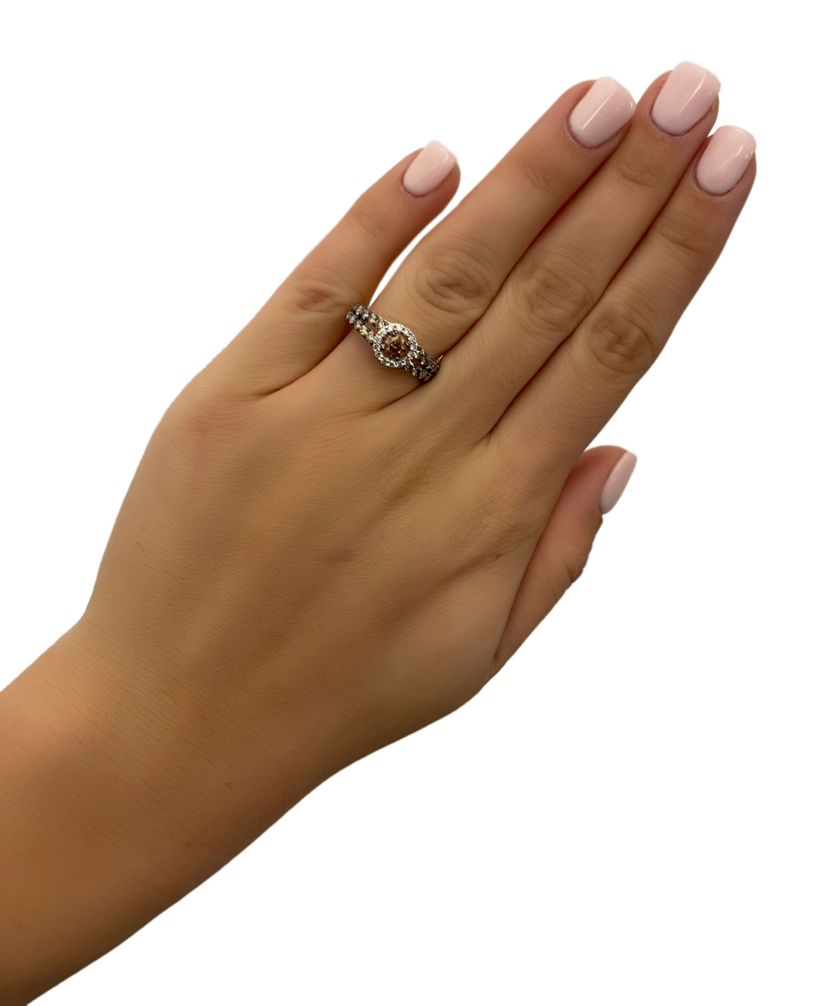 Le Vian Chocolate Diamond (1 ct. t.w.) & Nude Diamond (1/8 ct. t.w.) Halo Ring in 14k White, Yellow or Rose Gold