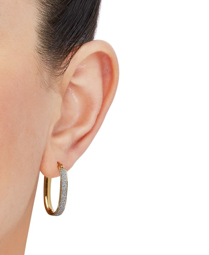 Macy's Oval Glitter Small Hoop Earrings Macy's