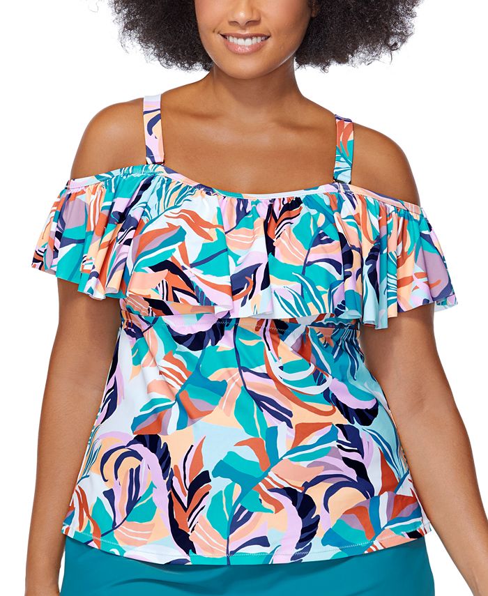 Raisins Curve Plus Size Printed Korakia Tortuga OffTheShoulder