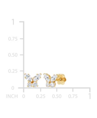 Children's Cubic Zirconia Butterfly Stud Earrings in 14k Gold