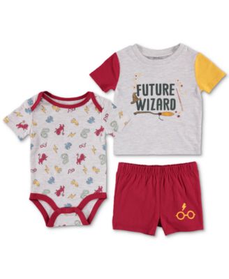 Happy Threads - Baby Boys 3-Pc. Harry Potter Bodysuit, T-Shirt & Shorts Set