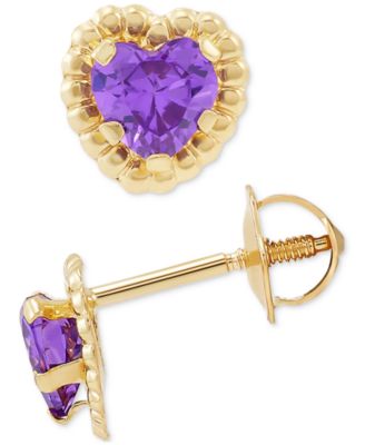 Macy's - Children's Cubic Zirconia Heart Stud Earrings in 14k Gold