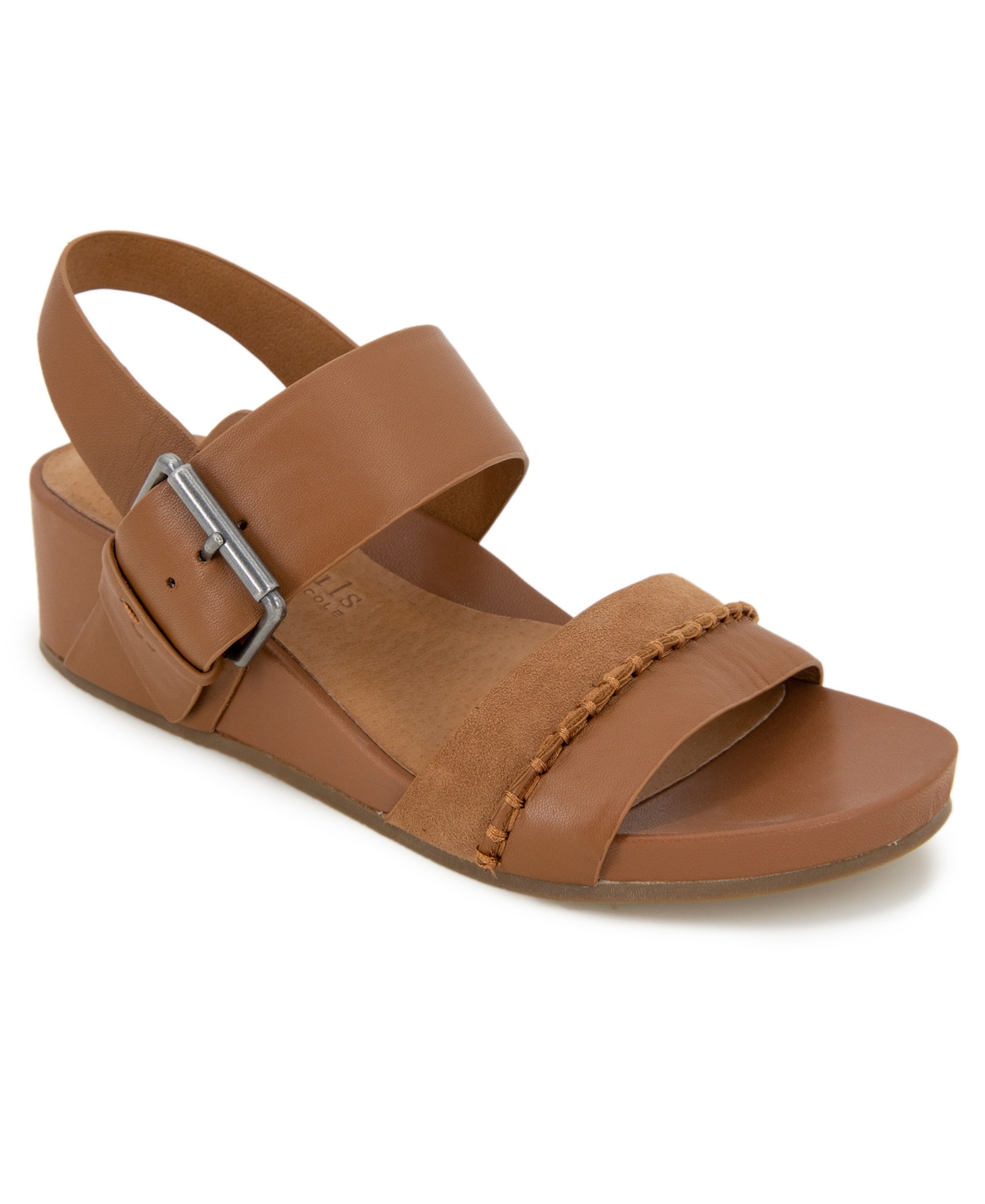 Gentle Souls Women's Giulia Two Band Wedge Sandals In Luggage