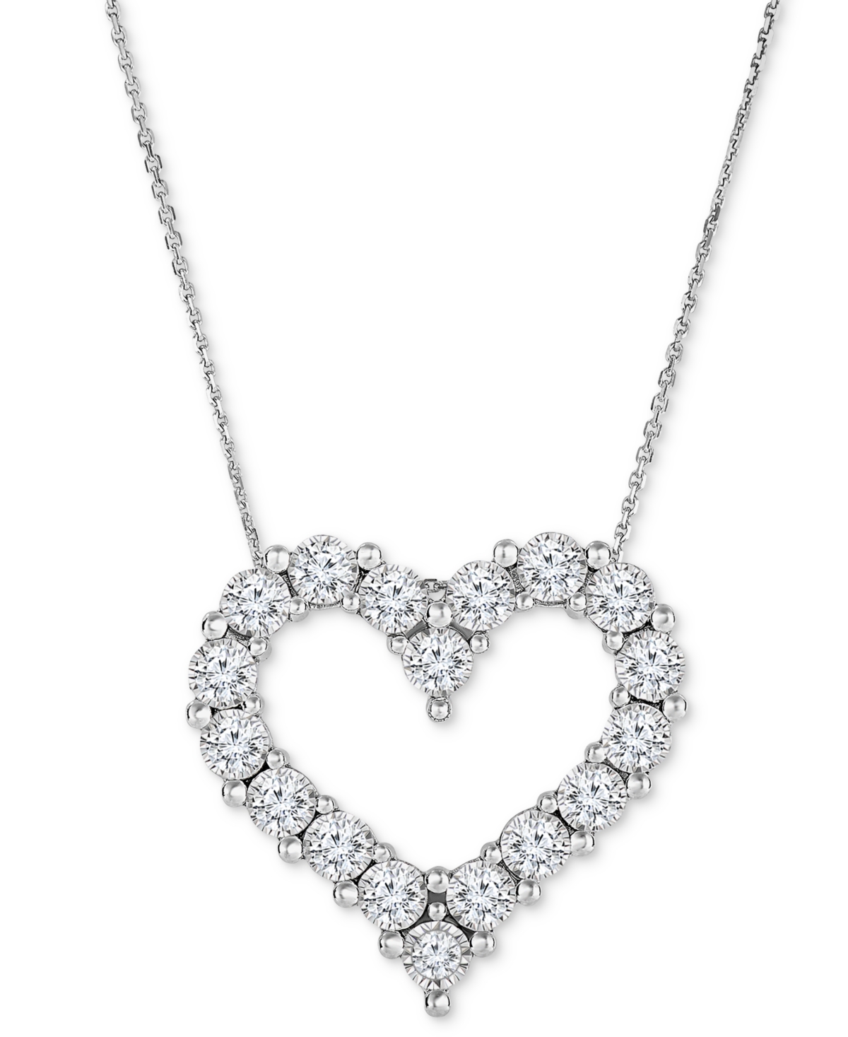 Diamond Heart Pendant Necklace (1/2 ct. t.w.) in 10k White Gold - White Gold