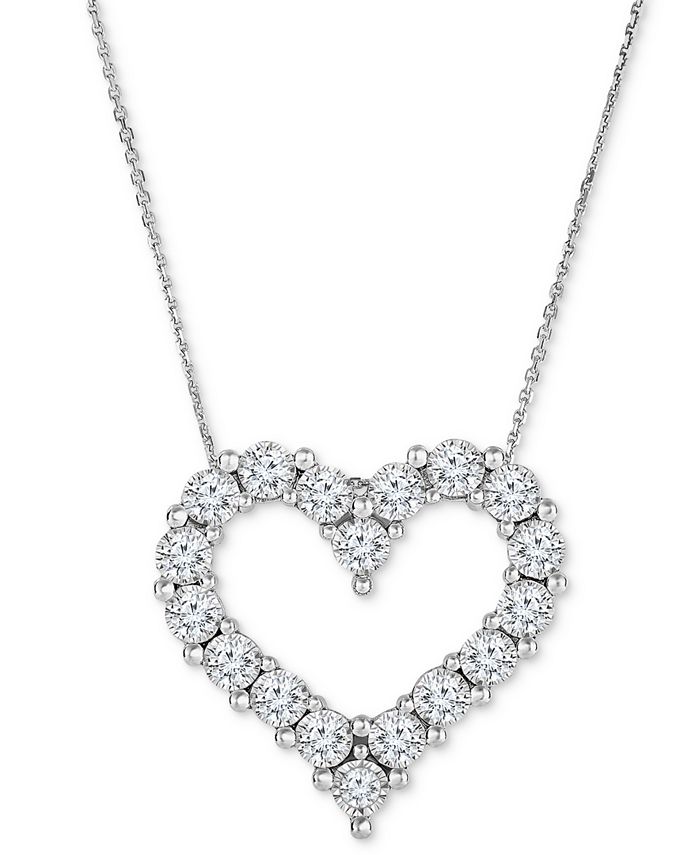TruMiracle Diamond Heart Pendant Necklace (1/2 ct. t.w.) in 10k White ...