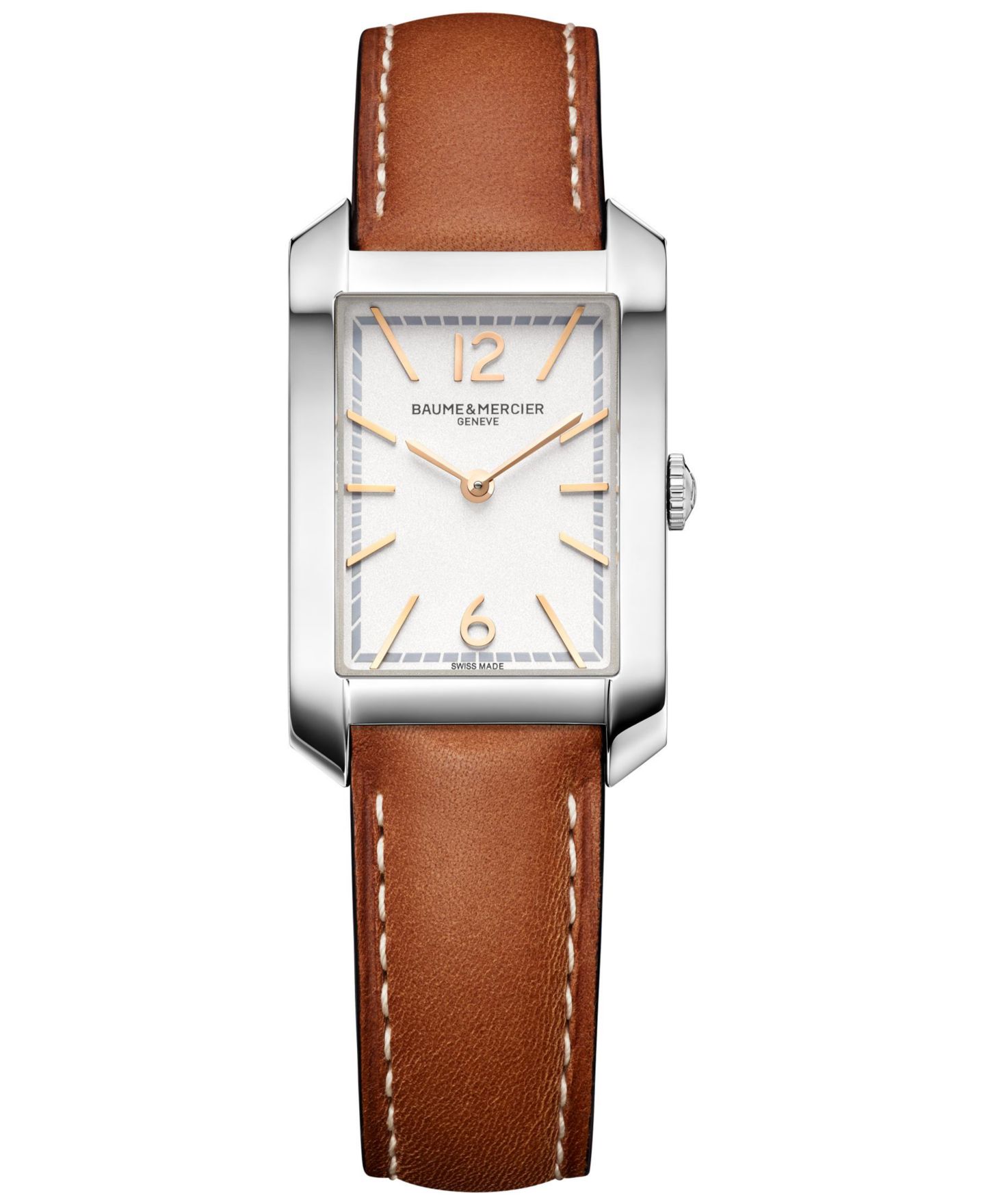 Женские часы Baume & Mercier Swiss Hampton Brown Leather Strap Watch 22x35mm — фото 1