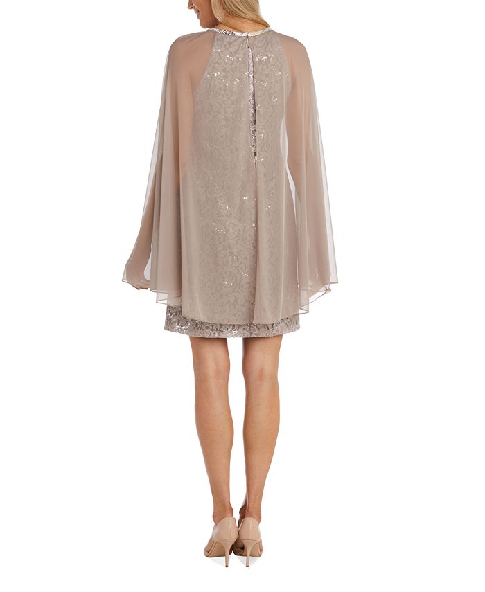 R & M Richards Women's Embellished Chiffon Cape Dress Black Size 16W