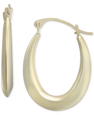 Oval Tapered Small Hoop Earrings in 10k Gold - Macy's