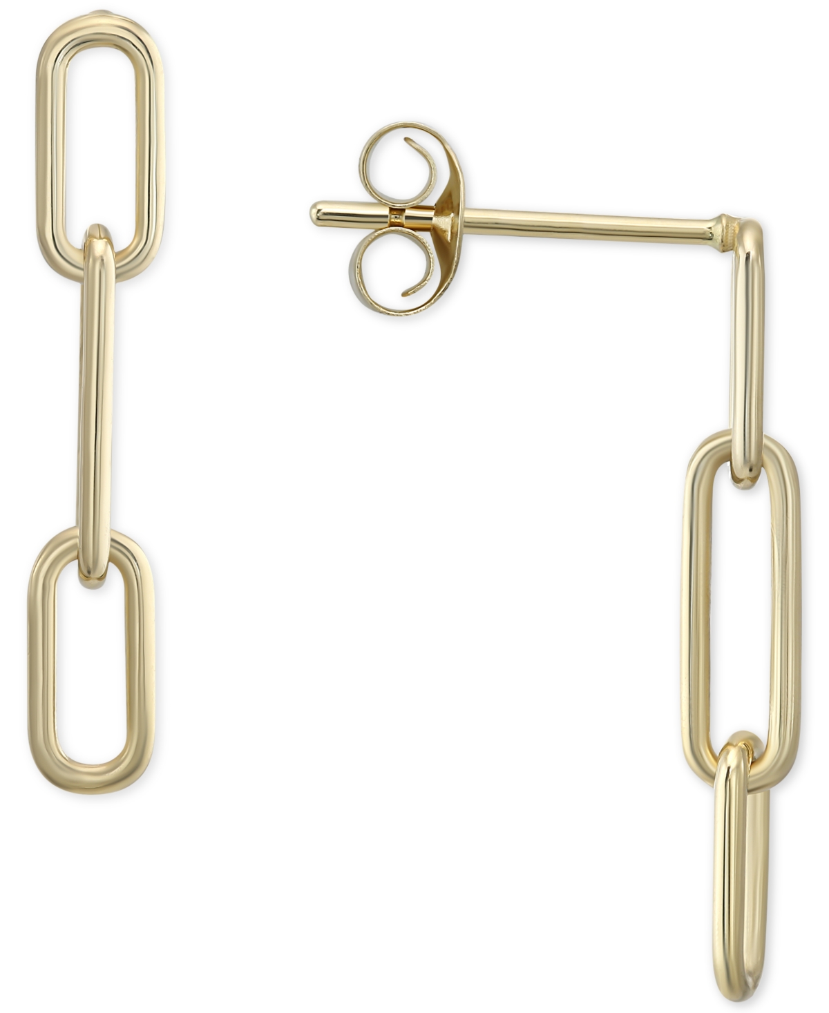 Macy's Oval Triple Link Chain Drop Earrings In 10k Gold