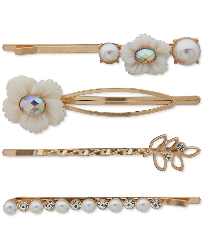 lonna & lilly Gold-Tone 4-Pc. Set Imitation Pearl, Crystal, & Glass ...