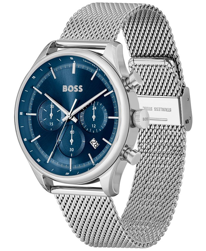 BOSS Men's Gregor Quartz Chronograph Silver-Tone Stainless Steel Watch ...