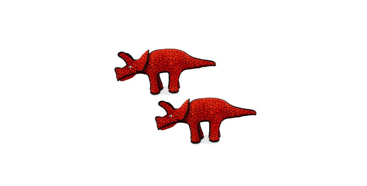 Dinosaur Triceratops, 2-Pack Dog Toys - Red
