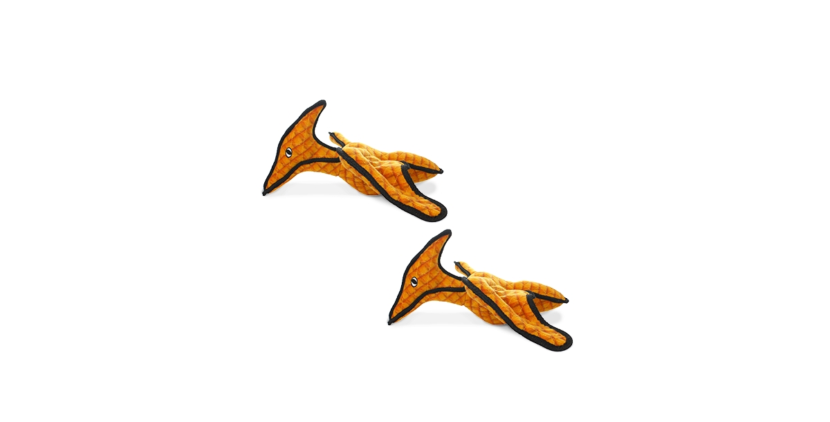 Dinosaur Pterodactyl, 2-Pack Dog Toys - Medium Orange