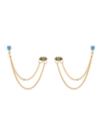 18K Gold Plated Brass Double Pierced Earrings