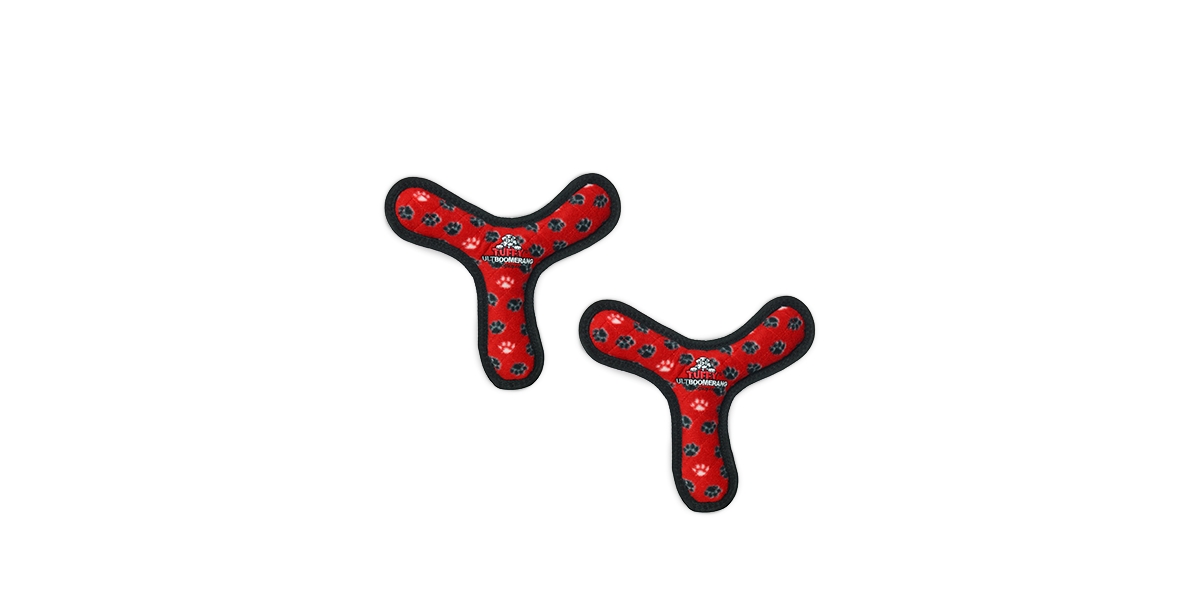 Ultimate Boomerang Red Paw, 2-Pack Dog Toys - Red