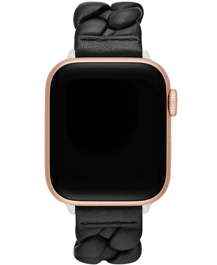 kate spade new york Women's Black Leather Band for Apple Watch, 38, 40