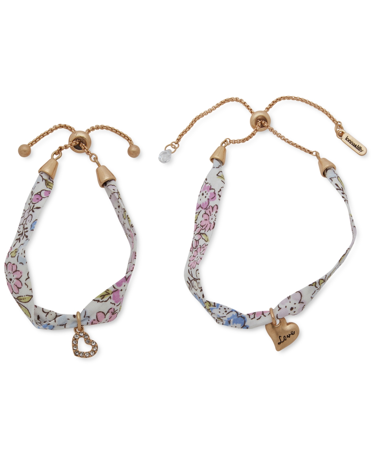 lonna & lilly Gold-Tone 2-Pc. Set Multi Mom & Mini Bird, Heart & Butterfly Charm Adjustable Bracelets