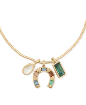 Lucky Brand Gold-Tone Stone Horseshoe Multi-Charm Pendant