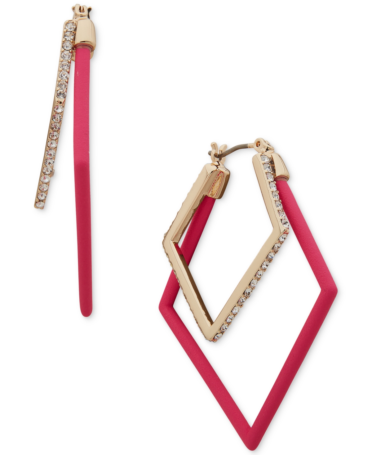 Karl Lagerfeld Geometric Nested Hoop Earrings In Pink