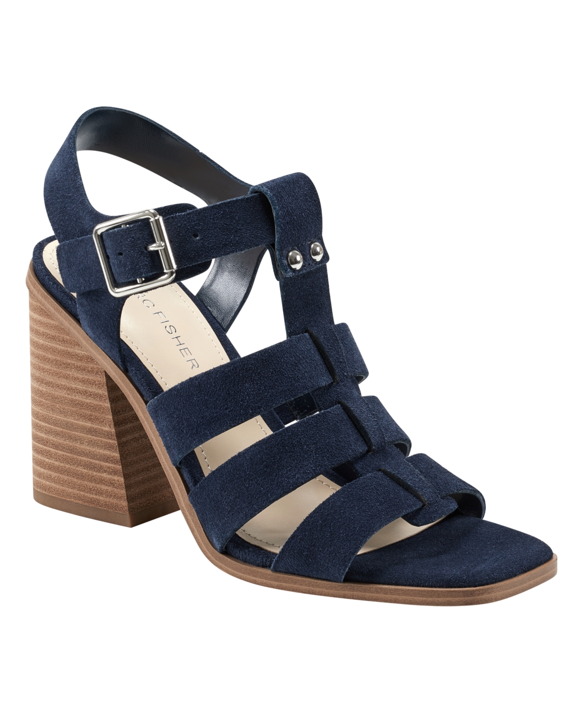 Women's Fynlee Block Heel Slip-on Dress Sandals - Dark Blue Suede
