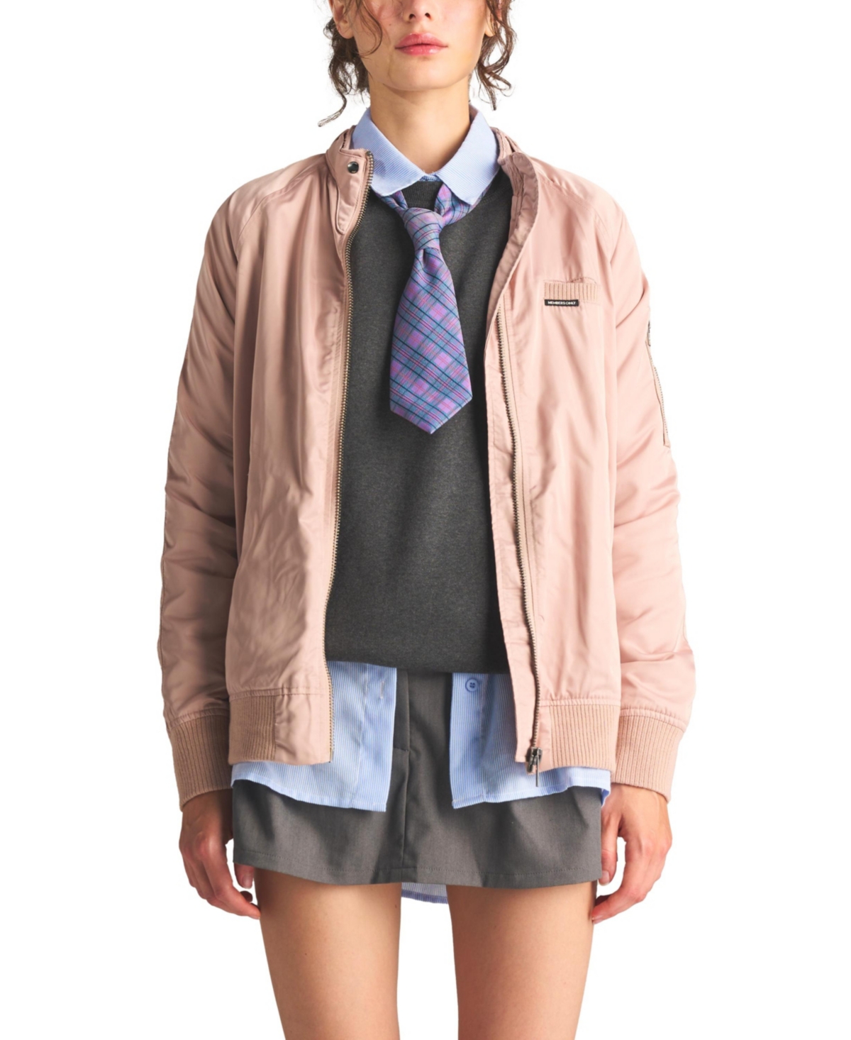 Women's Satin Bomber Jacket - Dark green