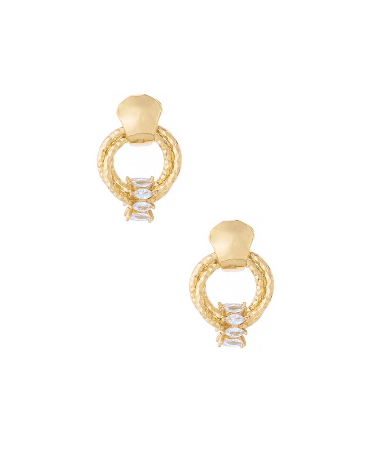 Mini Barrel Cubic Zirconia Earrings - Gold