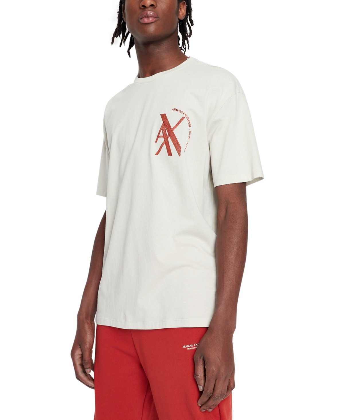 A X Armani Exchange Men's Overlap Logo Graphic T-shirt In White Pepper