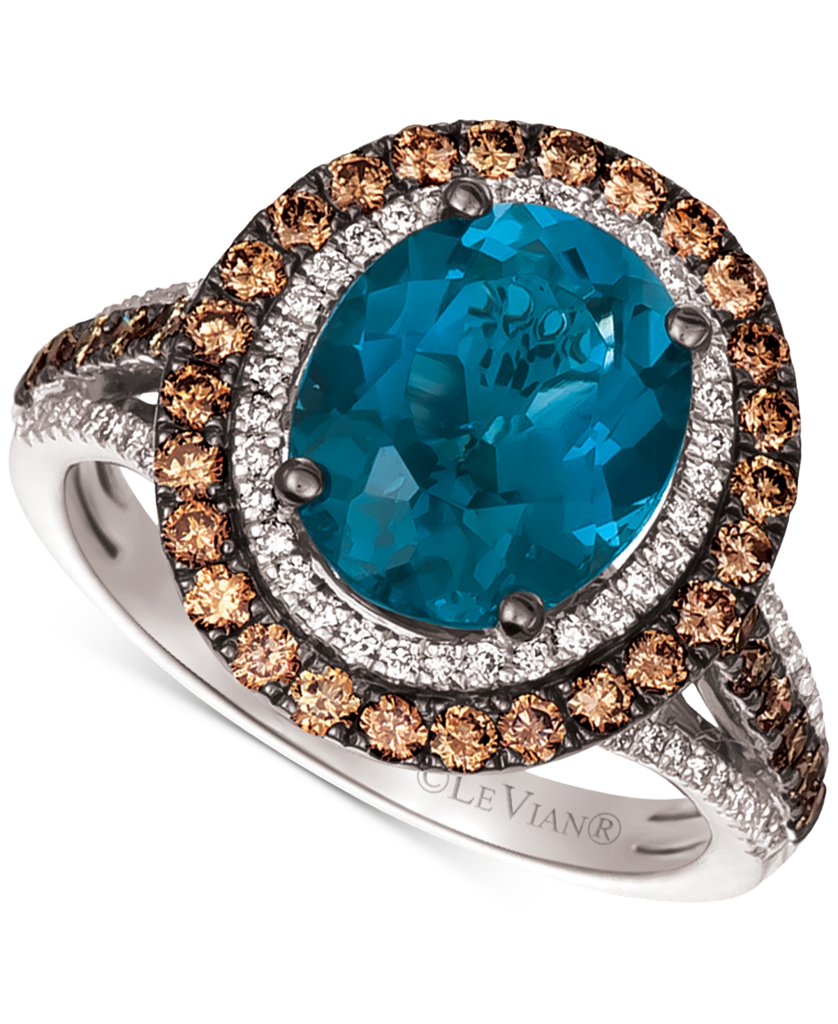 Le Vian Deep Sea Blue Topaz (4 Ct. T.w.) & Diamond (7/8 Ct.t.w.) Statement Ring In 14k Rose Gold (also In Op In Blue Topaz,white Gold