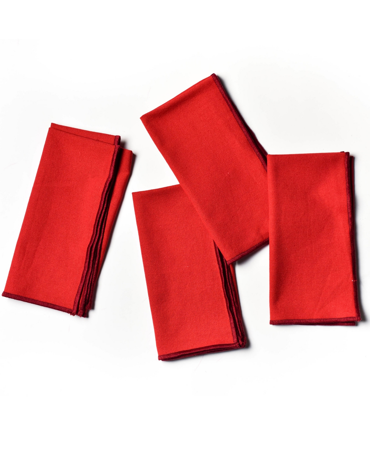 Coton Colors By Laura Johnson Color Block Napkin Set/4 In Red