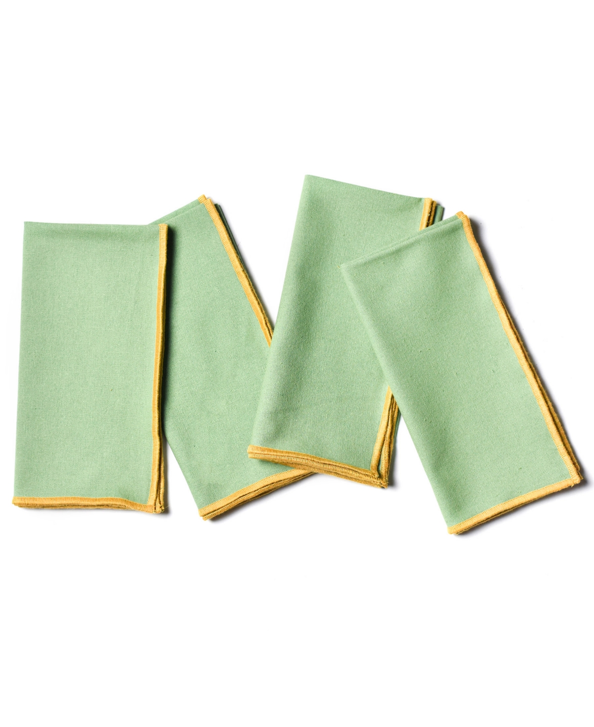 Coton Colors By Laura Johnson Color Block Napkin Set/4 In Sage And Brass