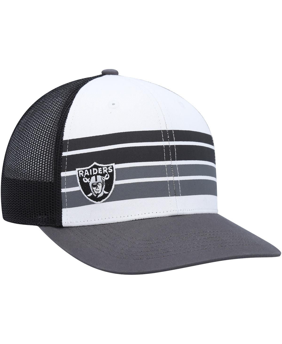 47 Brand Kids' Big Boys ' White, Charcoal Las Vegas Raiders Cove Trucker Snapback Hat In White,charcoal