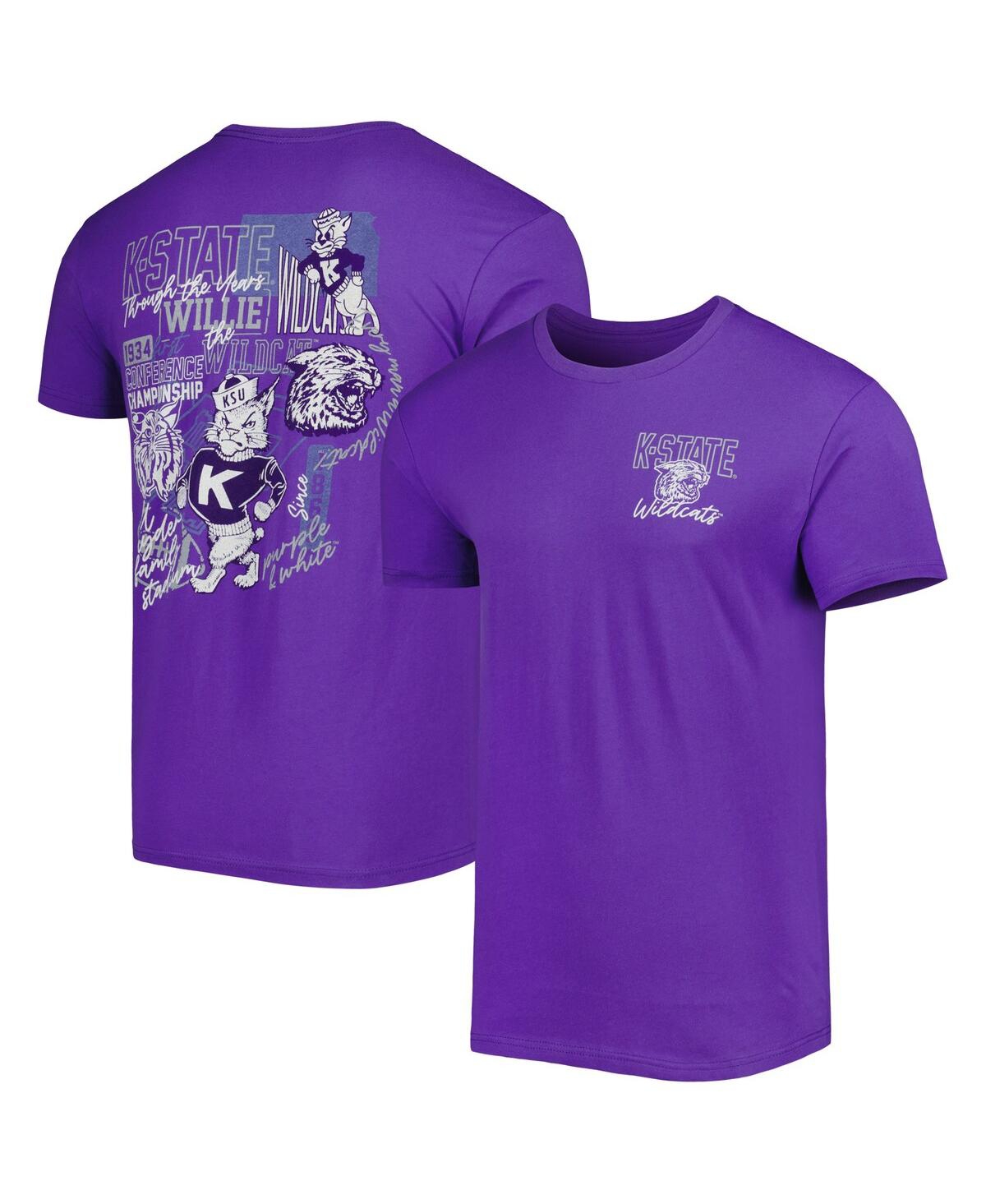 Shop Image One Men's Purple Kansas State Wildcats Vintage-like Through The Years Two-hit T-shirt