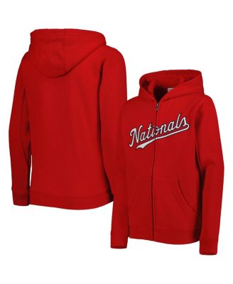 Big Boys Red Washington Nationals Wordmark Full-Zip Fleece Hoodie