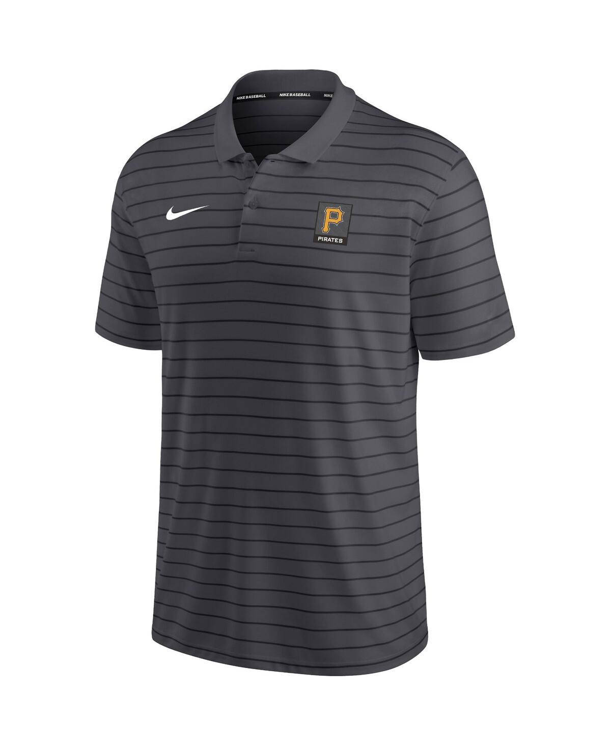 Nike Men's  Anthracite Pittsburgh Pirates Authentic Collection Striped Performance Pique Polo Shirt In Anthracite