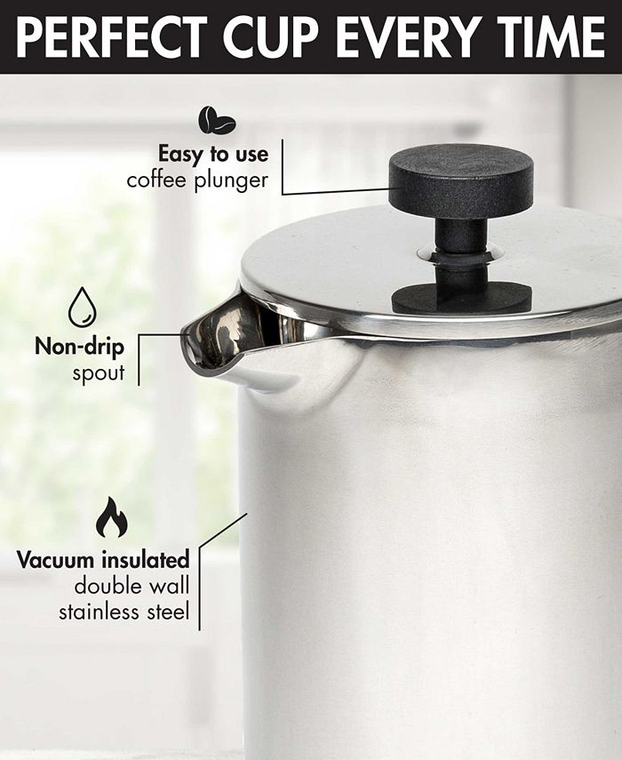 Primula Stainless Steel 10.91" Lexington French Press Coffee Tea Maker