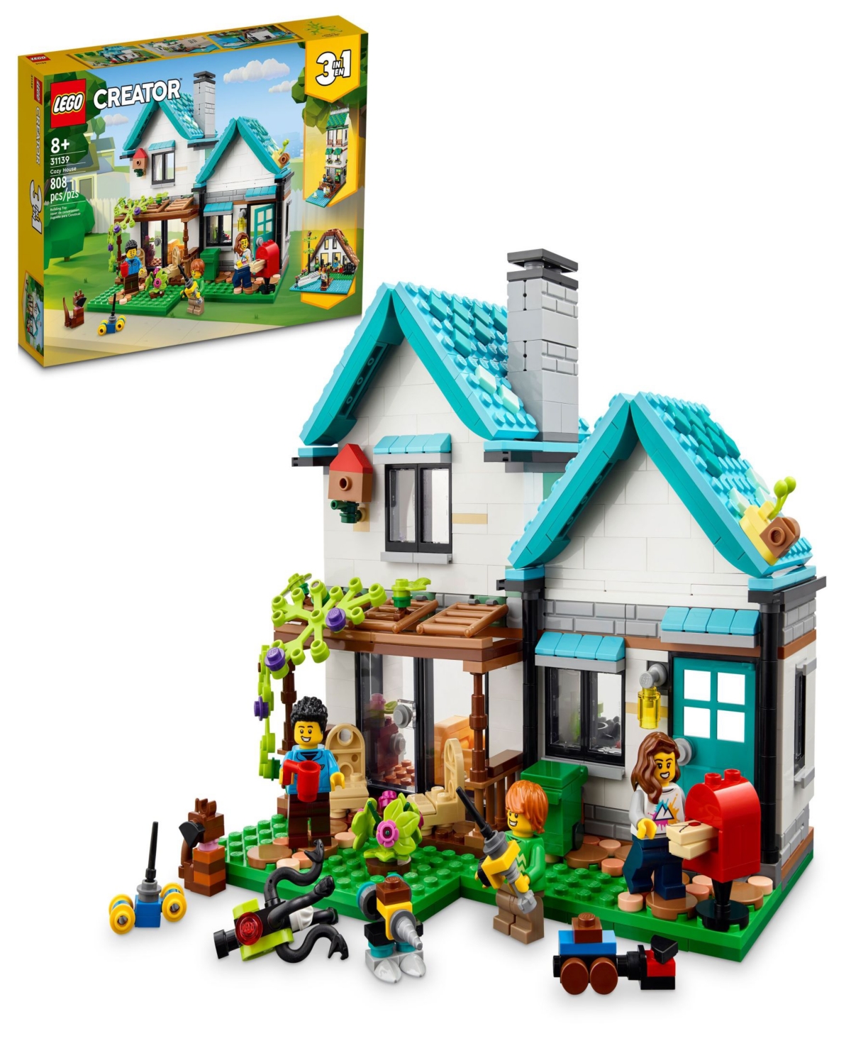 Lego Kids' Creator 31139 3-in-1 Cozy House Toy House Building Set With Minifigures In Multicolor