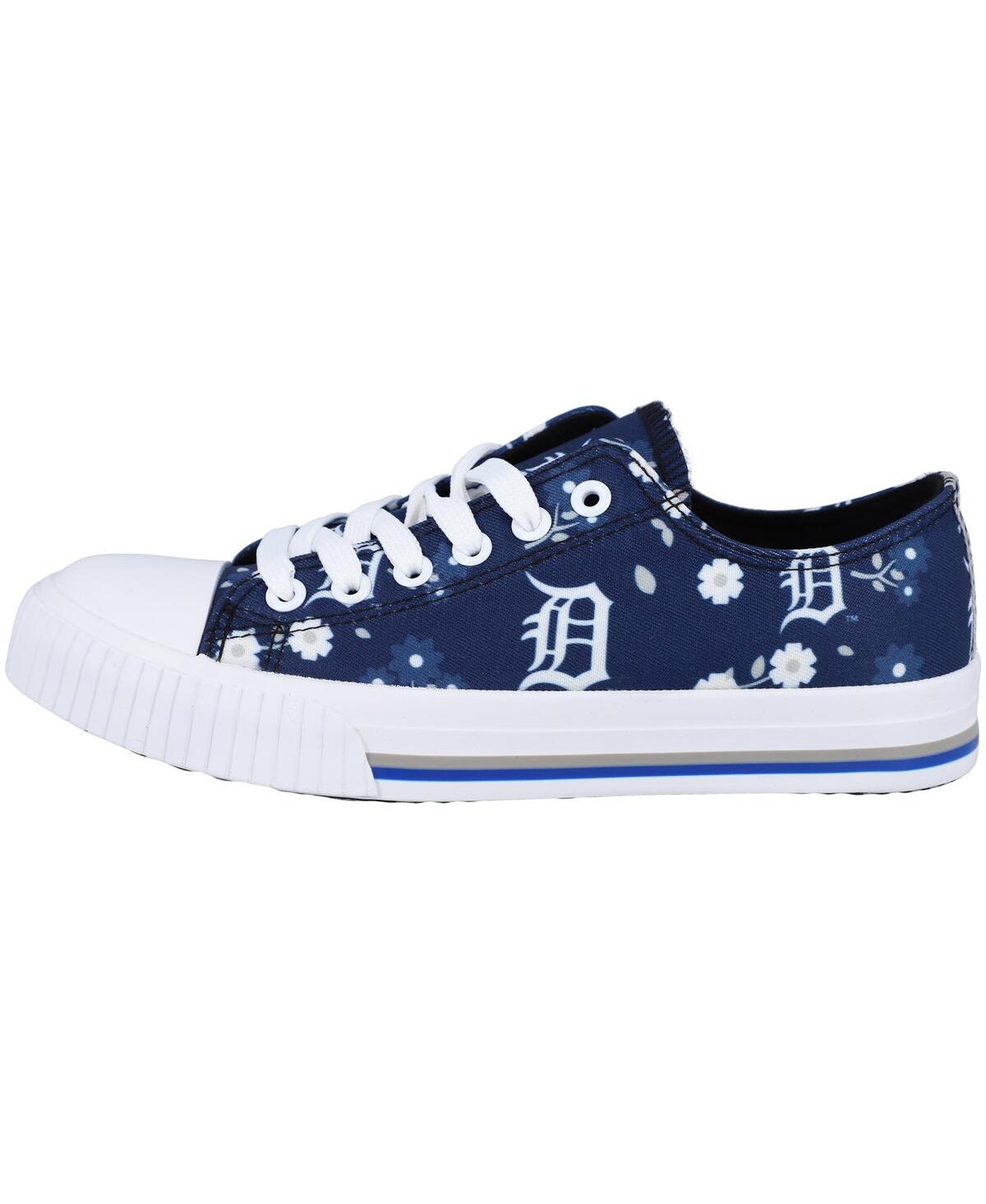 Foco Women's  Navy Detroit Tigers Flower Canvas Allover Shoes